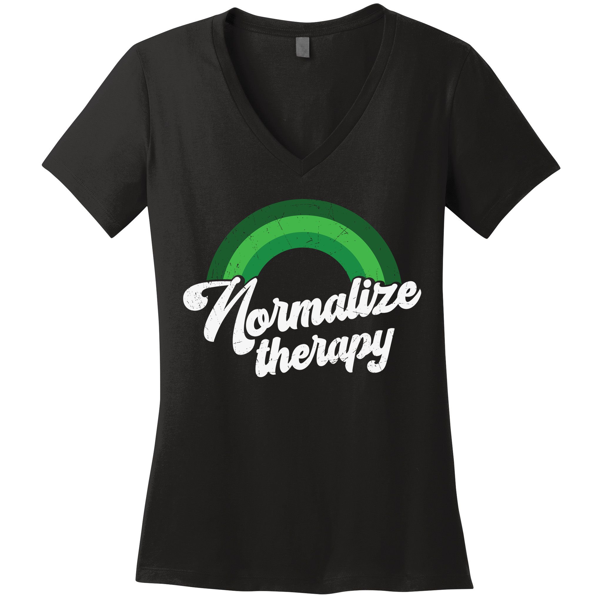 Normalize Therapy Rainbow Mental Health Matters Women's V-Neck T-Shirt