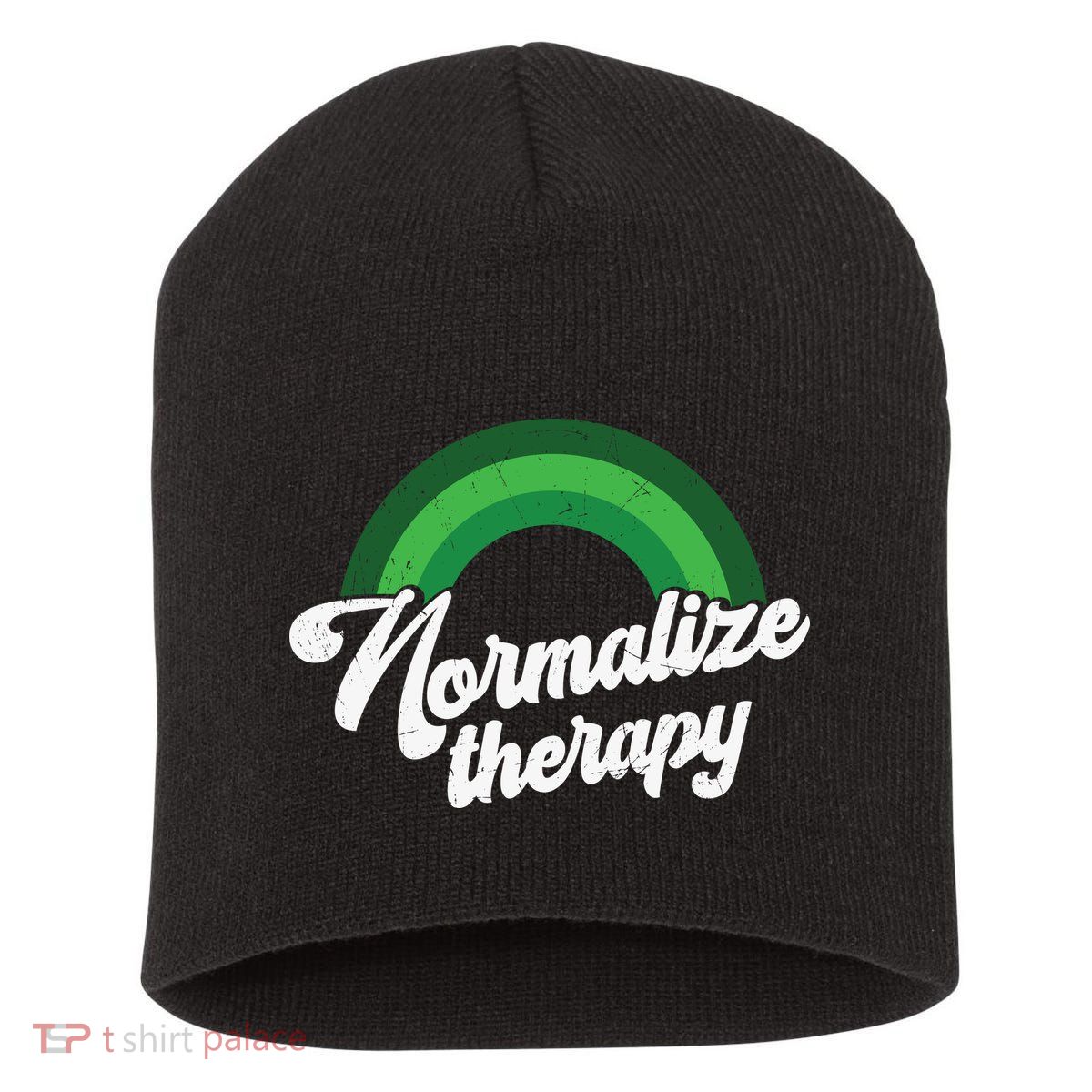 Normalize Therapy Rainbow Mental Health Matters Short Acrylic Beanie