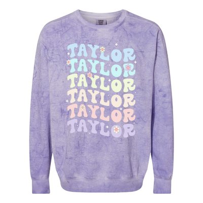 Name T.AYLOR Retro Groovy 80's 70's Colourful Colorblast Crewneck Sweatshirt