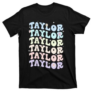 Name T.AYLOR Retro Groovy 80's 70's Colourful T-Shirt