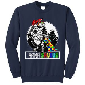 Nanasaurus T Rex Dinosaur Nana Saurus Autism Awareness Sweatshirt