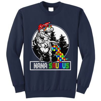 Nanasaurus T Rex Dinosaur Nana Saurus Autism Awareness Sweatshirt