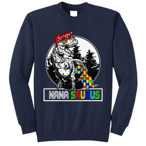 Nanasaurus T Rex Dinosaur Nana Saurus Autism Awareness Tall Sweatshirt