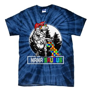 Nanasaurus T Rex Dinosaur Nana Saurus Autism Awareness Tie-Dye T-Shirt