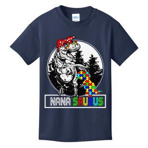 Nanasaurus T Rex Dinosaur Nana Saurus Autism Awareness Kids T-Shirt