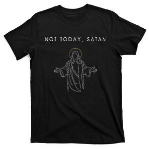 Not Today Satan Jesus Halo Illustration Minimalist T-Shirt