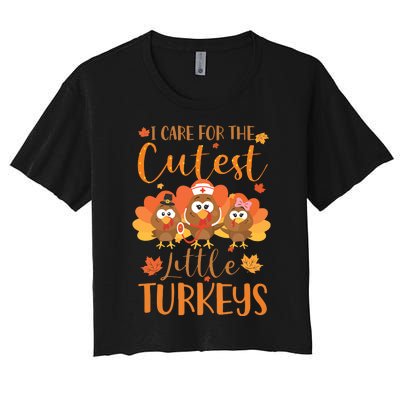 Nurse Turkey Sweatshirt Fall Nurse Gift Thanksgiving Nurse Women's Crop Top Tee