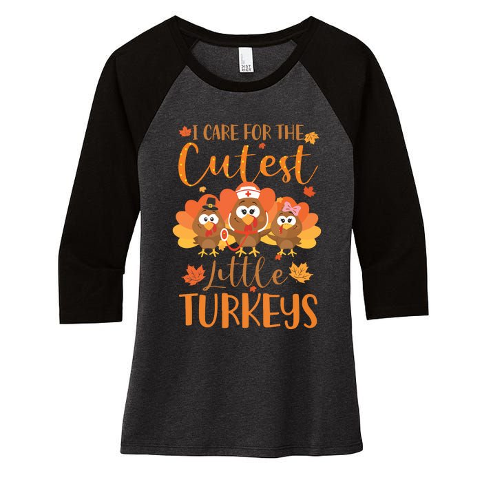 Nurse Turkey Sweatshirt Fall Nurse Gift Thanksgiving Nurse Women's Tri-Blend 3/4-Sleeve Raglan Shirt