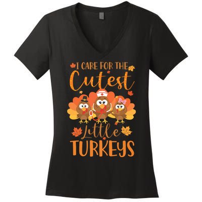 Nurse Turkey Sweatshirt Fall Nurse Gift Thanksgiving Nurse Women's V-Neck T-Shirt