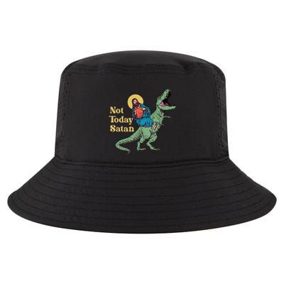 Not Today Satan Jesus Riding Dinosaur T Rex Funny Sarcastic Cool Comfort Performance Bucket Hat