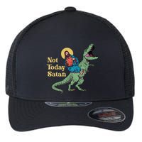 Not Today Satan Jesus Riding Dinosaur T Rex Funny Sarcastic Flexfit Unipanel Trucker Cap