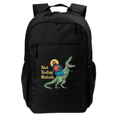 Not Today Satan Jesus Riding Dinosaur T Rex Funny Sarcastic Daily Commute Backpack