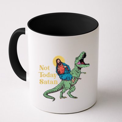Not Today Satan Jesus Riding Dinosaur T Rex Funny Sarcastic Mug