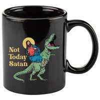 Not Today Satan Jesus Riding Dinosaur T Rex Funny Sarcastic 11oz C Handle Ceramic Mug