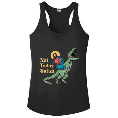 Not Today Satan Jesus Riding Dinosaur T Rex Funny Sarcastic Ladies PosiCharge Competitor Racerback Tank