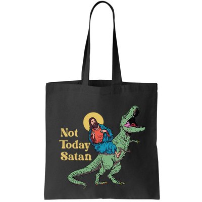 Not Today Satan Jesus Riding Dinosaur T Rex Funny Sarcastic Bag