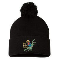 Not Today Satan Jesus Riding Dinosaur T Rex Funny Sarcastic Pom Pom 12in Knit Beanie