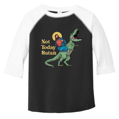 Not Today Satan Jesus Riding Dinosaur T Rex Funny Sarcastic Toddler Fine Jersey T-Shirt