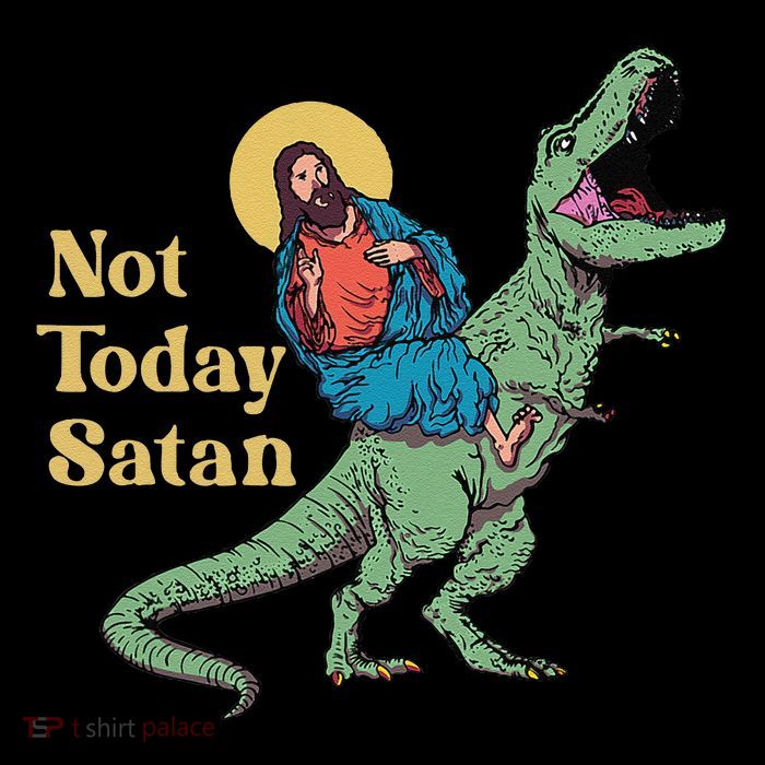 Not Today Satan Jesus Riding Dinosaur T Rex Funny Sarcastic Zip Tote Bag