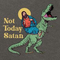 Not Today Satan Jesus Riding Dinosaur T Rex Funny Sarcastic Cotton Canvas Backpack