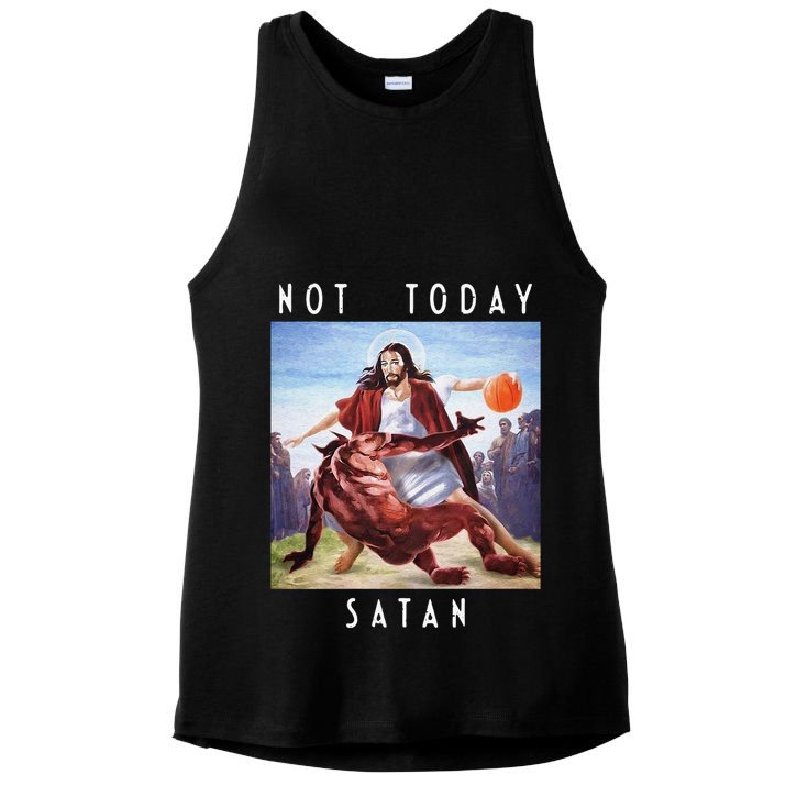 Not Today Satan Jesus Vs Satan In Basketball Ladies PosiCharge Tri-Blend Wicking Tank