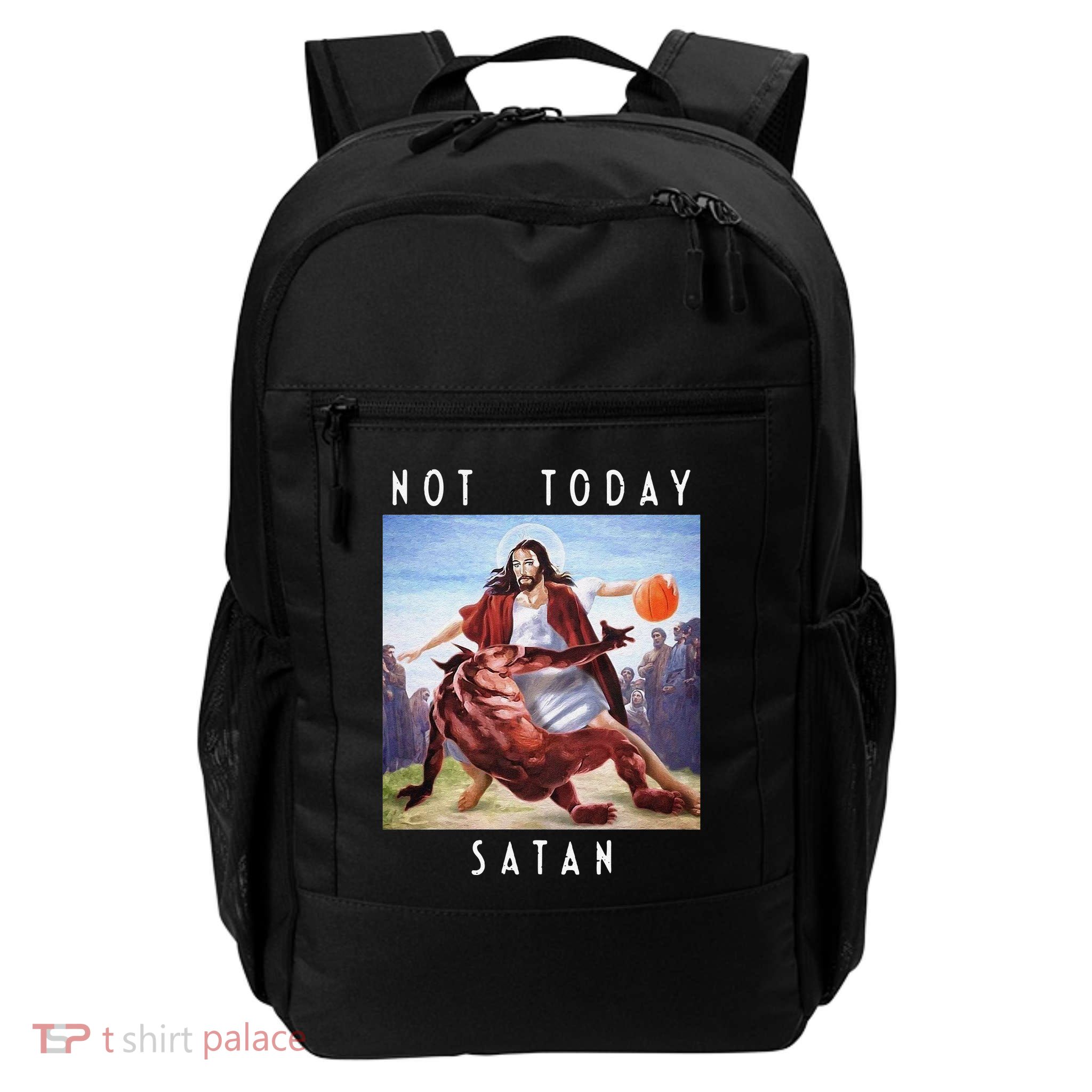 Not Today Satan Jesus Vs Satan In Basketball Daily Commute Backpack