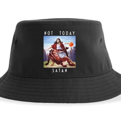 Not Today Satan Jesus Vs Satan In Basketball Sustainable Bucket Hat