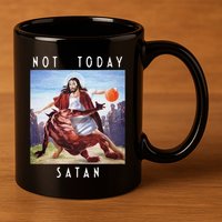 Not Today Satan Jesus Vs Satan In Basketball 11oz C Handle Ceramic Mug
