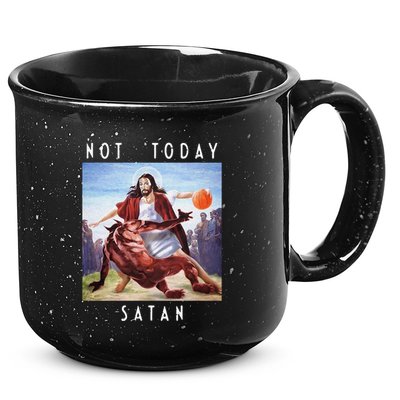 Not Today Satan Jesus Vs Satan In Basketball 15oz Campfire Ceramic Mug