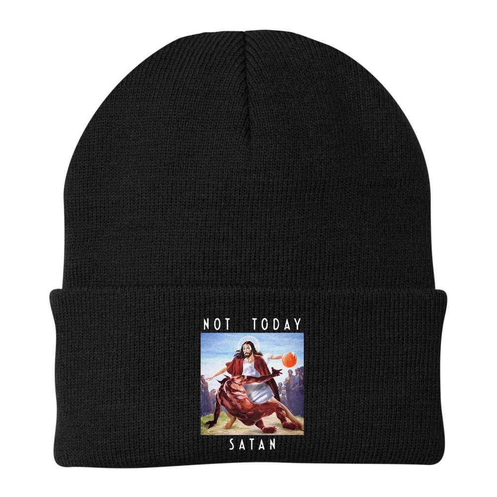 Not Today Satan Jesus Vs Satan In Basketball Beanie