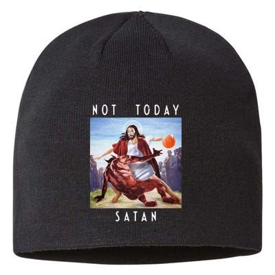 Not Today Satan Jesus Vs Satan In Basketball Sustainable Beanie