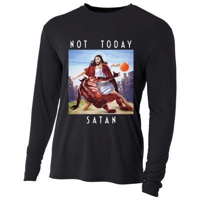 Not Today Satan Jesus Vs Satan In Basketball Cooling Performance Long Sleeve Crew