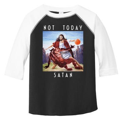 Not Today Satan Jesus Vs Satan In Basketball Toddler Fine Jersey T-Shirt
