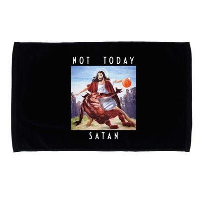 Not Today Satan Jesus Vs Satan In Basketball Microfiber Hand Towel