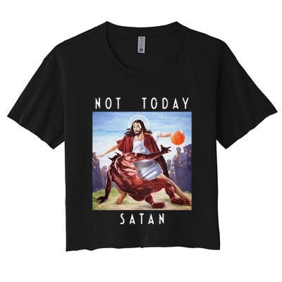 Not Today Satan Jesus Vs Satan In Basketball Crop Top