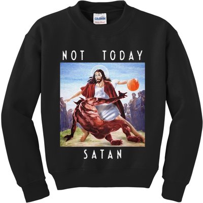 Not Today Satan Jesus Vs Satan In Basketball Kids Sweatshirt