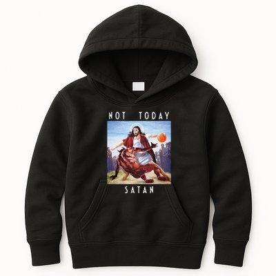 Not Today Satan Jesus Vs Satan In Basketball Kids Hoodie
