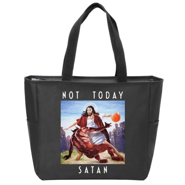 Not Today Satan Jesus Vs Satan In Basketball Zip Tote Bag