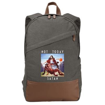 Not Today Satan Jesus Vs Satan In Basketball Cotton Canvas Backpack