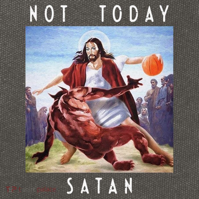 Not Today Satan Jesus Vs Satan In Basketball Cotton Canvas Backpack