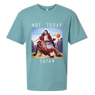 Not Today Satan Jesus Vs Satan In Basketball Sueded Cloud Jersey T-Shirt