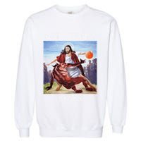 Not Today Satan Jesus Vs Satan In Basketball Garment-Dyed Sweatshirt