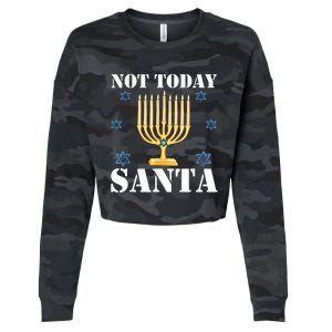 Not Today Santa Jewish Holiday Festival Funny Hanukkah Cropped Pullover Crew