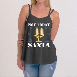 Not Today Santa Jewish Holiday Festival Funny Hanukkah Women's Strappy Tank