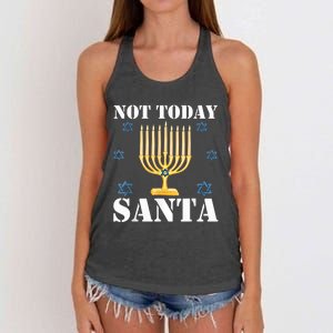 Not Today Santa Jewish Holiday Festival Funny Hanukkah Women's Knotted Racerback Tank