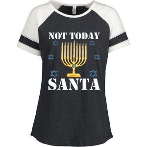 Not Today Santa Jewish Holiday Festival Funny Hanukkah Enza Ladies Jersey Colorblock Tee