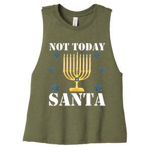 Not Today Santa Jewish Holiday Festival Funny Hanukkah Women's Racerback Cropped Tank