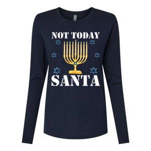 Not Today Santa Jewish Holiday Festival Funny Hanukkah Womens Cotton Relaxed Long Sleeve T-Shirt