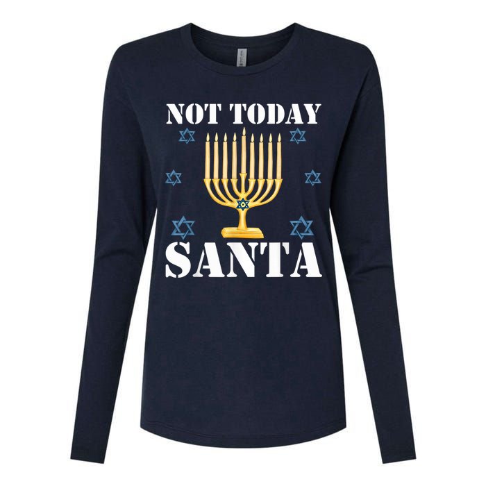 Not Today Santa Jewish Holiday Festival Funny Hanukkah Womens Cotton Relaxed Long Sleeve T-Shirt