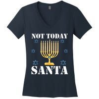 Not Today Santa Jewish Holiday Festival Funny Hanukkah Women's V-Neck T-Shirt